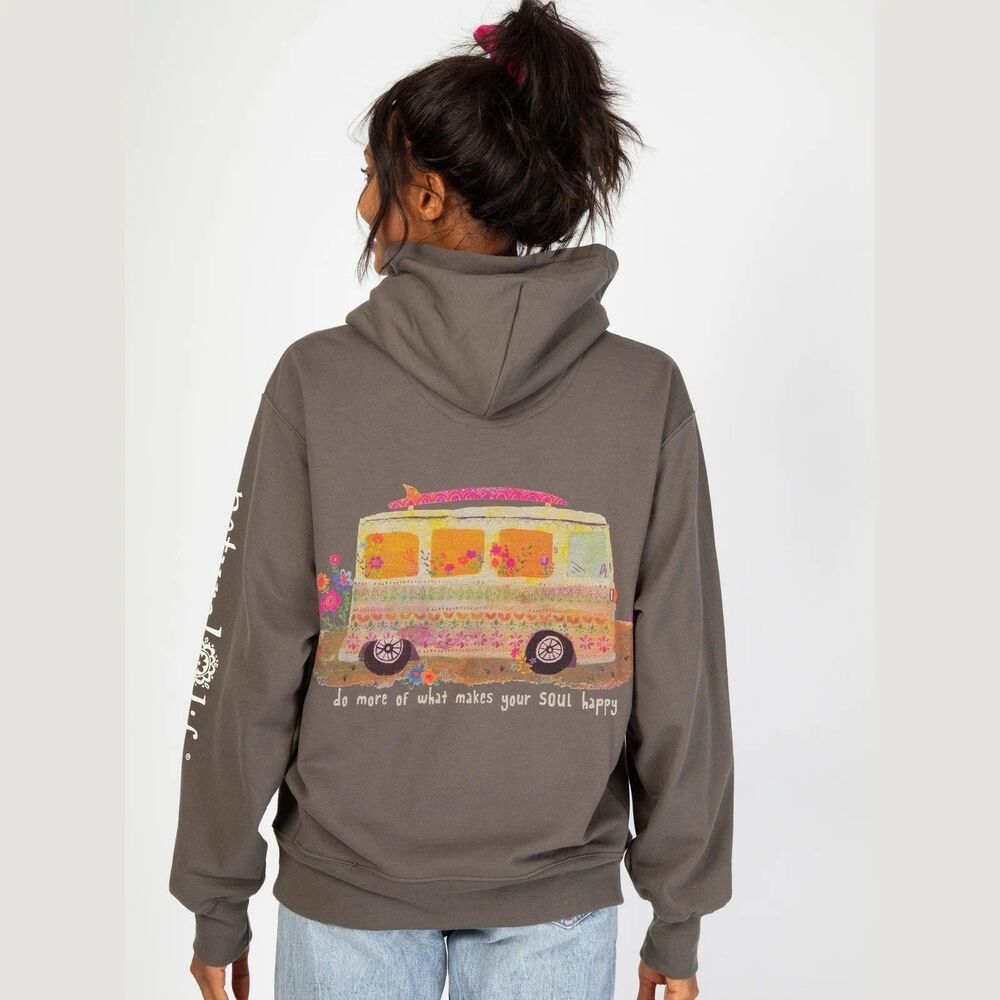 Natural Life Camper Van make your soul happy Hoodie Sweatshirt Women’s XS gray